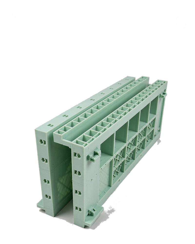 Plastic U-channel formwork for civil works
